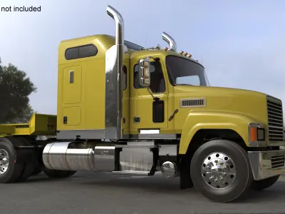 Freight Truck with Trailer and Container 3D model