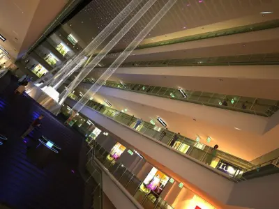 Fancy Nightlife Shopping Centre With Color Lights And Stores ... 3D model