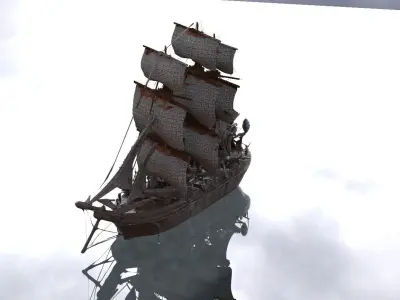 Frigate Ship improved 3D model 3D model