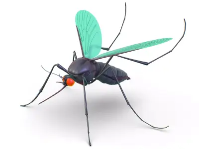 High Poly Big Realistic Mosquito Low-poly 3D model