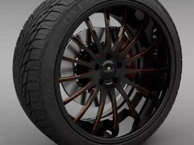 Savini Forged SV-34S Wheel and Tire 3D model