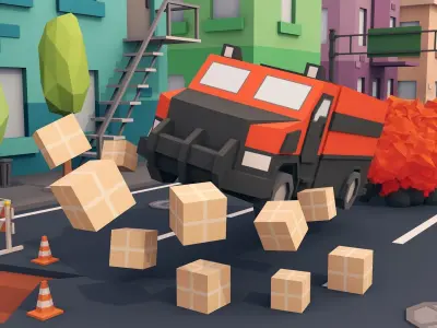 Free Big Low Poly Simple Urban City 3D Asset Pack Free low-poly 3D model