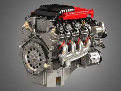 LSA Engine - V8 Supercharged Engine 3D model