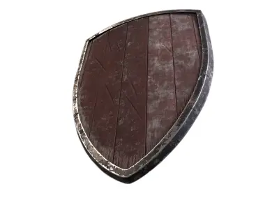Aged Wooden Viking Shield with Metal Rim Low-poly 3D model