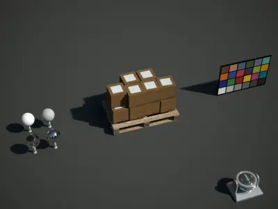 Boxes of tile on a wooden pallet Low-poly 3D model