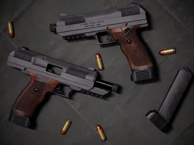 Game Ready Hi Point JXP 10mm Pistol PBR Rigged Free low-poly 3D model