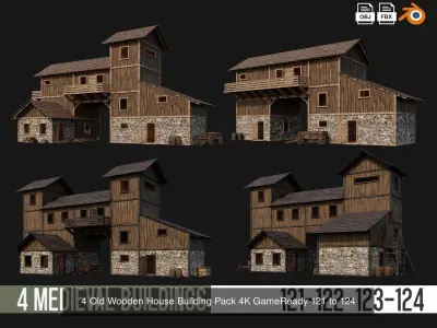 121-160 OLD MEDIEVAL BUILDINGS PACK 4K Textures GameReady 3D Model Collection