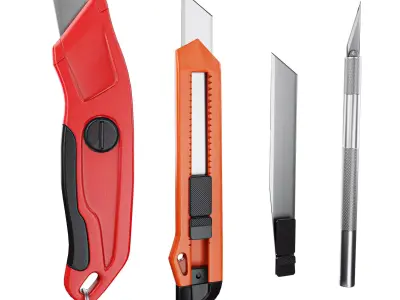 Paper Cutter Utility Knife Pack Low-poly 3D model