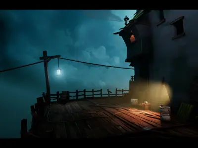 Stylized Perched Church Low-poly 3D model