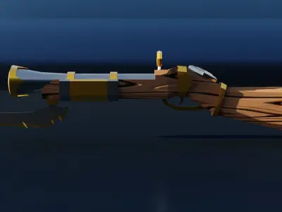 Stylized Dwarf Gun 3D model Low-poly 3D model