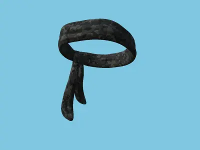 Black Multicam Camouflage Bandana - Military Character Design Low-poly 3D model