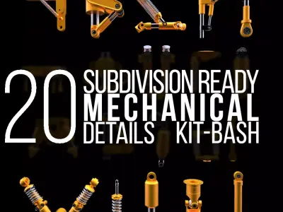 Subdivision-Ready Mechanical Details Kit-Bash 3D model