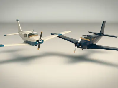 Low Poly Light Aircraft 02 Low-poly 3D model