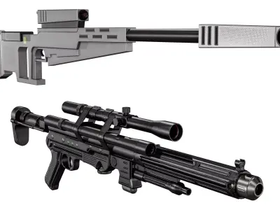 ISB Tactical Blaster Rifle  And  Galar 90 Rifle Low-poly 3D model
