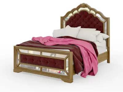 Birlanny Silver Queen Upholstered Panel Bed 3D model