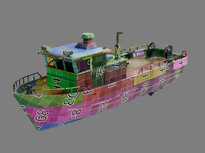 Lowpoly Fishing Boat Low-poly 3D model