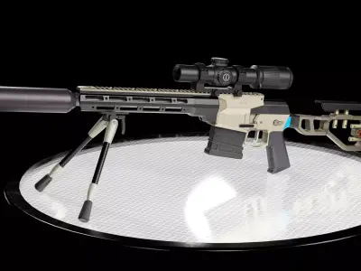 Fix by Q Sniper Rifle Low poly hyper realistic model Low-poly 3D model