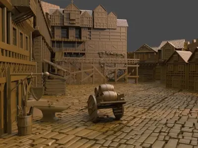 Medieval Dark Town 3D model