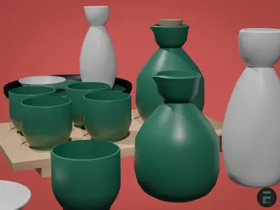 Japanese Sake set 3D model