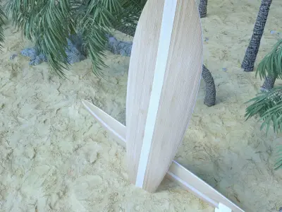 Fish Pattern Wooden Surfboard Free 3D model