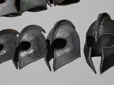 iron hat of war old Low-poly 3D model