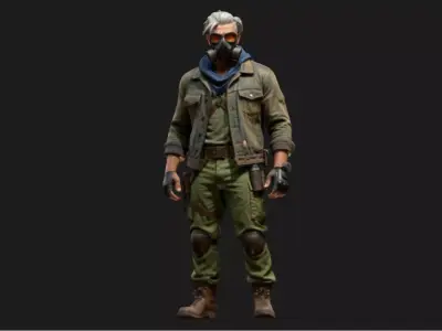 Cyberpunk Wasteland Rogue Low-poly 3D model