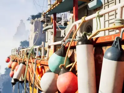 Harbor Props Pack - Dock and Ship Assets - Game Ready PBR Low-poly 3D model