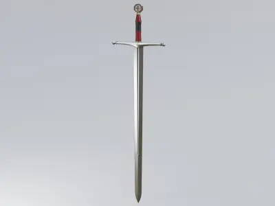 Single-hand knight sword Low-poly 3D model