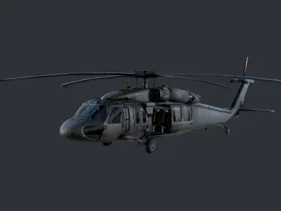 GAME READY Sikorsky UH60 Black Hawk Helicopter 02 Low-poly 3D model