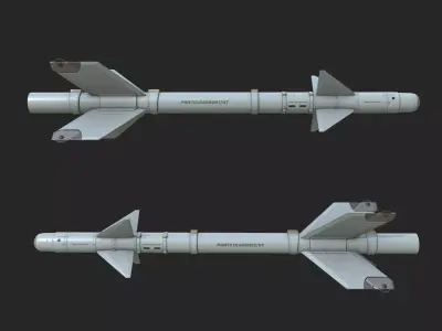 Chinese PL8 Infrared guided Air-to-Air missile PL-8 Low-poly 3D model