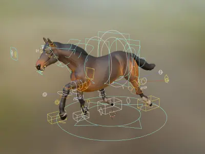 Rigged Horse 3D Model 3D model