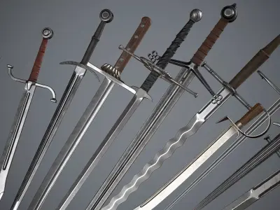 Realistic Medieval Swords Low-poly 3D model