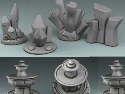 set street two stone urns on table 3D print model