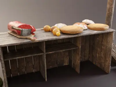 The Medieval Market Stall Low-poly 3D model