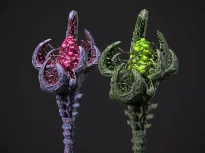 Eggs of Outer God Staff - Game ready 3D model Low-poly 3D model