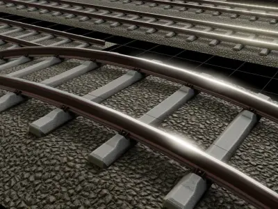 Railroad Parts - Low-Poly and Curve-Based Low-poly 3D model