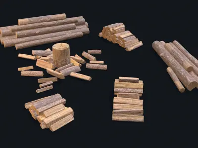 Wood Logs Stack Low-poly 3D model