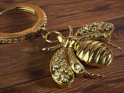 Jewelry Gold Bee Scene Low-poly 3D model