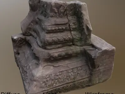 Pillar Base Asymmetric Ancient Low-poly 3D model