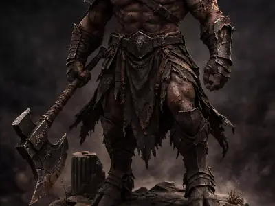 Minotaur Gorath Ironhorn Warlord 75mm STL 3D Print Miniature 3D print model