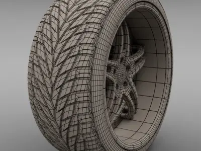 Savini Forged SV-23S Wheel and Tire 3D model