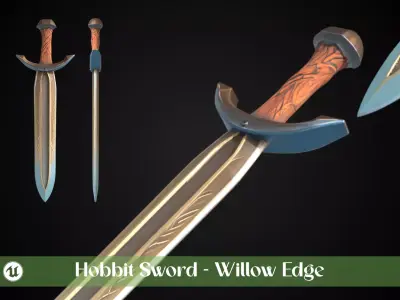 Stylized Hobbit Sword - Willow Edge - Game Ready 3D model
