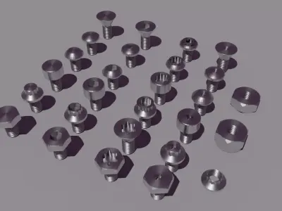 24 bolt and 3 nut 3d model 3D model