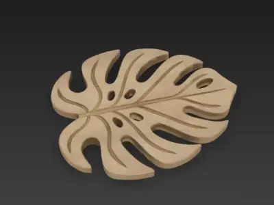 Monstera Leaf Coaster 3D Model Decorative Tableware Design 3D print model
