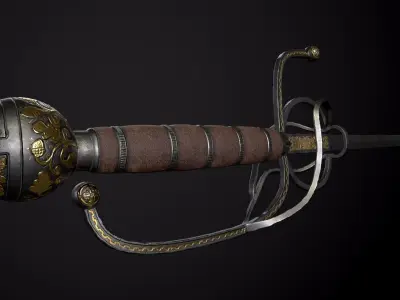 Rapier PBR Low-Poly Game Ready medieval sword Low-poly 3D model