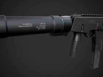 MP9 Submachine Gun Low-poly 3D model