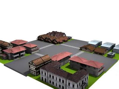 Street environment Low-poly 3D model