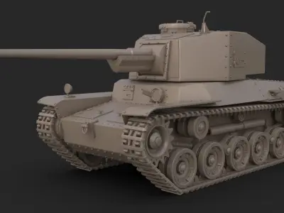 Tank Type 3 Chi-Nu Japan Clay Mental Ray 3D model