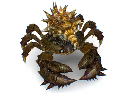 Brown Giant Crab Shell Crayfish Arthropods Sea Animal Low-poly 3D model