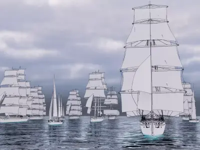 Sea Sailing ships 3D model